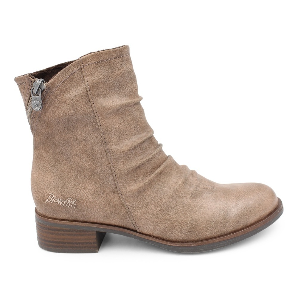 Blowfish Malibu Taupe Ruched Faux Suede Ankle Boots size 8